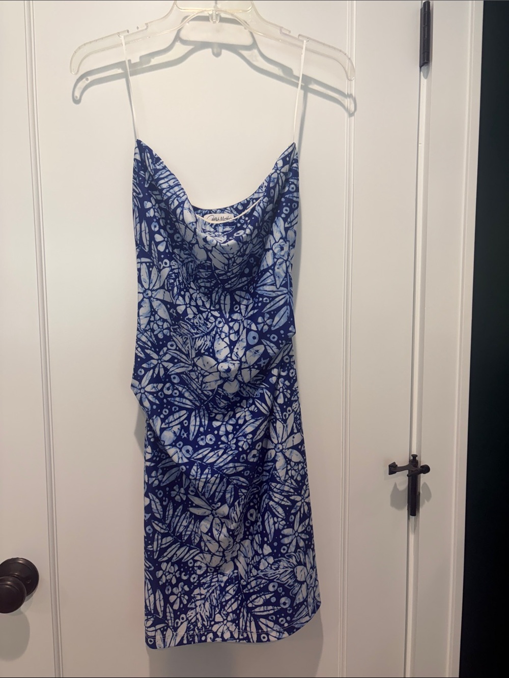 Blue strapless dress